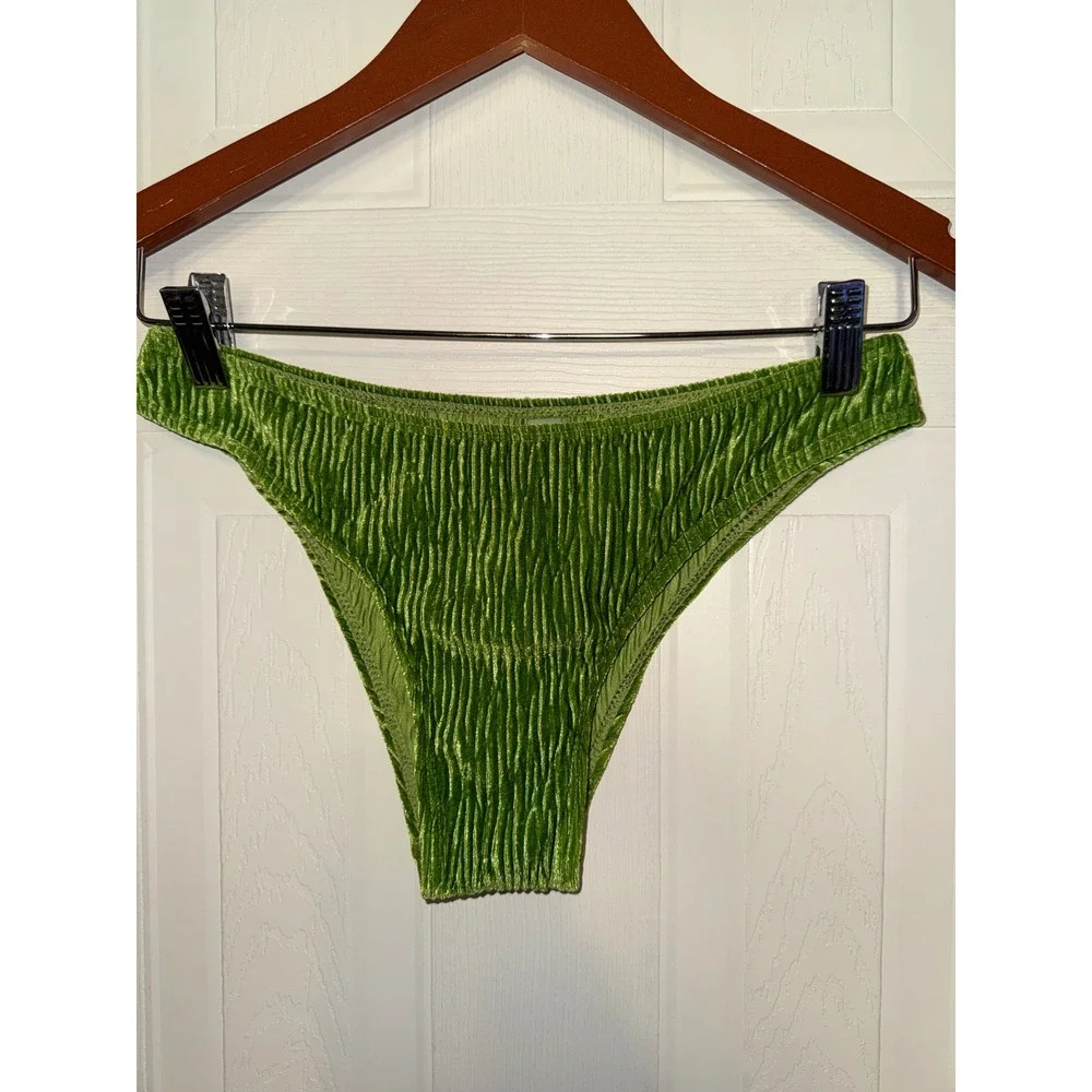 Micas Bikini Set Bikini‎ Swimsuit 2 Piece Green Wrinkled Cloth Medium
